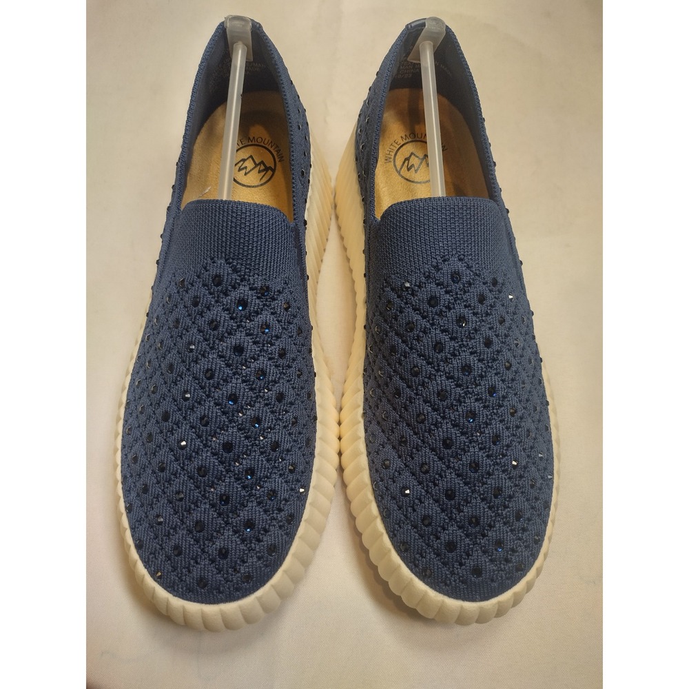 White Mountain Dyles Navy Blue Rhinestone Knit Platform Slip On Sneakers 6.5 - Picture 2 of 8